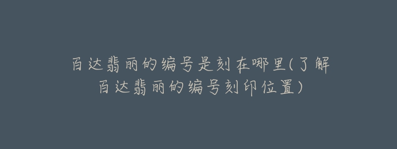 百達翡麗的編號是刻在哪里(了解百達翡麗的編號刻印位置)