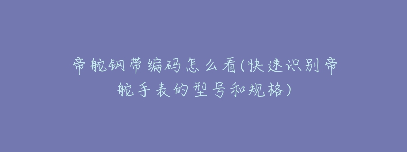 帝舵鋼帶編碼怎么看(快速識別帝舵手表的型號和規(guī)格)