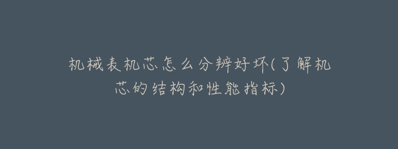 機械表機芯怎么分辨好壞(了解機芯的結(jié)構(gòu)和性能指標(biāo))