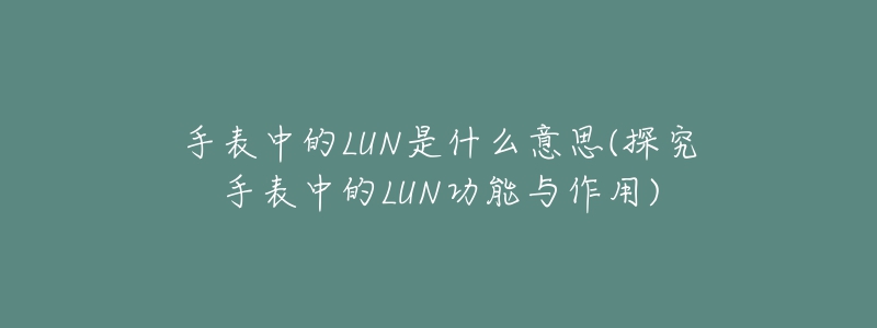 手表中的LUN是什么意思(探究手表中的LUN功能與作用)