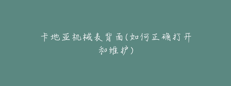 卡地亞機械表背面(如何正確打開和維護)