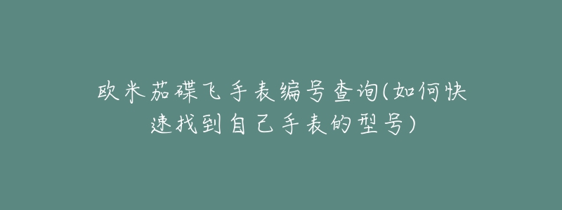 歐米茄碟飛手表編號(hào)查詢(如何快速找到自己手表的型號(hào))