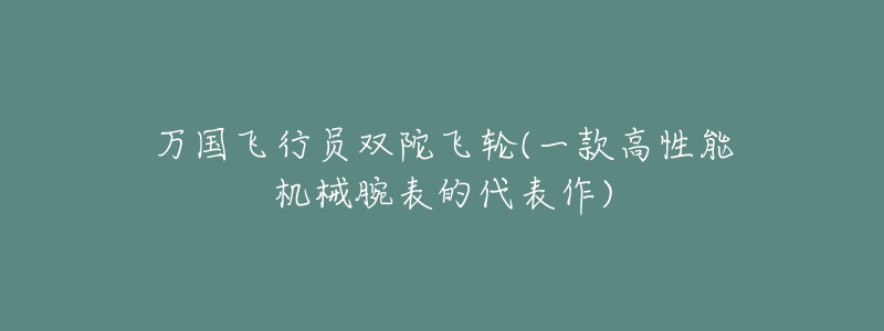 萬(wàn)國(guó)飛行員雙陀飛輪(一款高性能機(jī)械腕表的代表作)