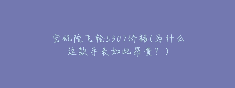 寶磯陀飛輪5307價(jià)格(為什么這款手表如此昂貴？)