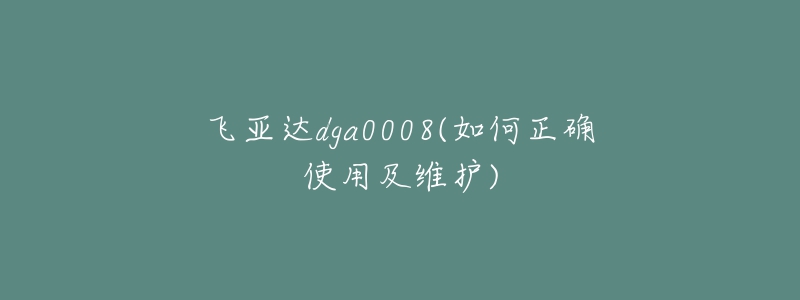 飛亞達(dá)dga0008(如何正確使用及維護(hù))