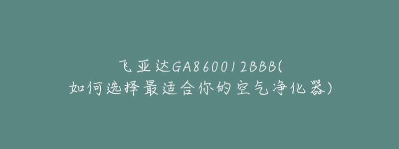 飛亞達(dá)GA860012BBB(如何選擇最適合你的空氣凈化器)