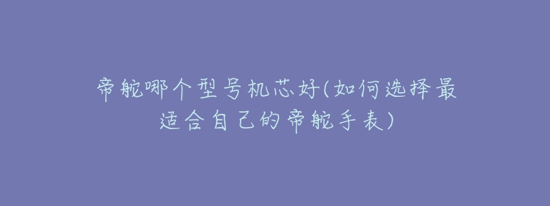 帝舵哪個型號機芯好(如何選擇最適合自己的帝舵手表)