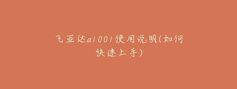 飛亞達(dá)a1001使用說明(如何快速上手)