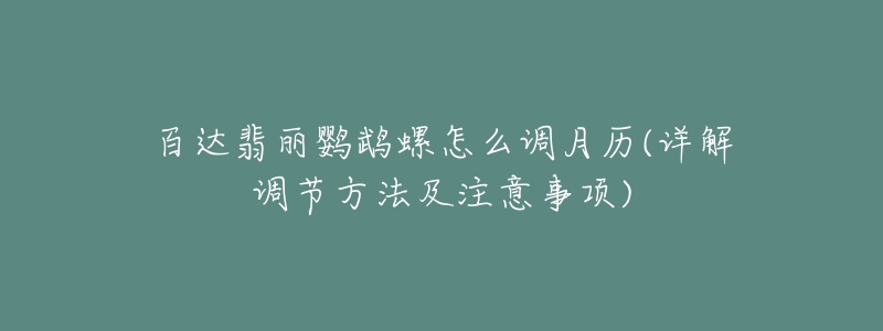 百達(dá)翡麗鸚鵡螺怎么調(diào)月歷(詳解調(diào)節(jié)方法及注意事項(xiàng))