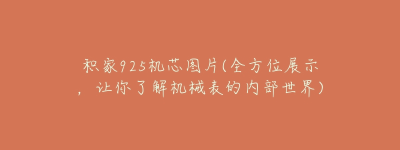 積家925機芯圖片(全方位展示，讓你了解機械表的內(nèi)部世界)