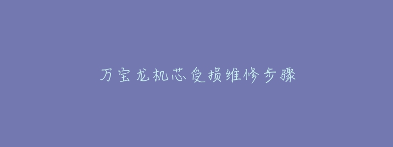 萬寶龍機芯受損維修步驟