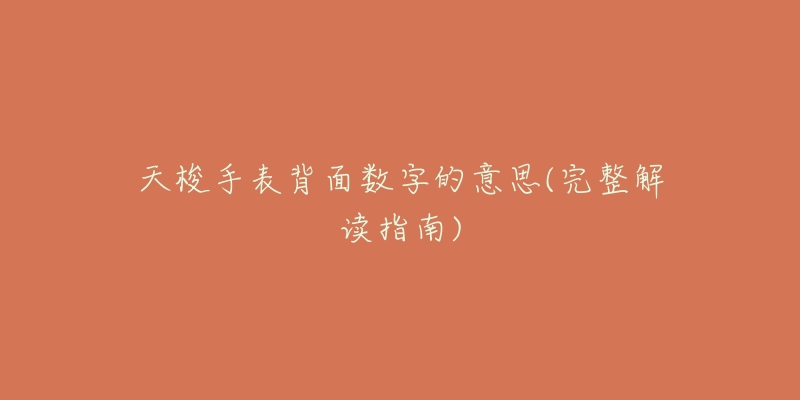 天梭手表背面數(shù)字的意思(完整解讀指南)