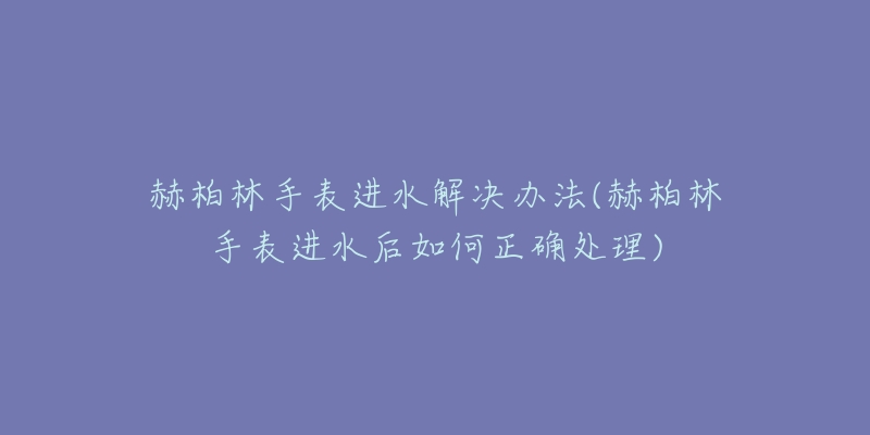 赫柏林手表進水解決辦法(赫柏林手表進水后如何正確處理)