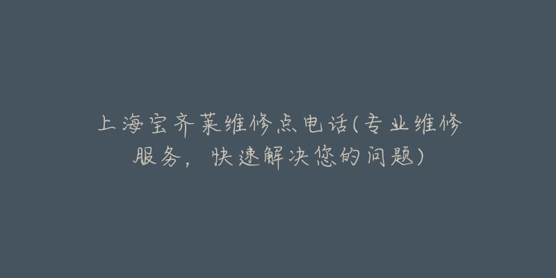 上海寶齊萊維修點電話(專業(yè)維修服務(wù)，快速解決您的問題)