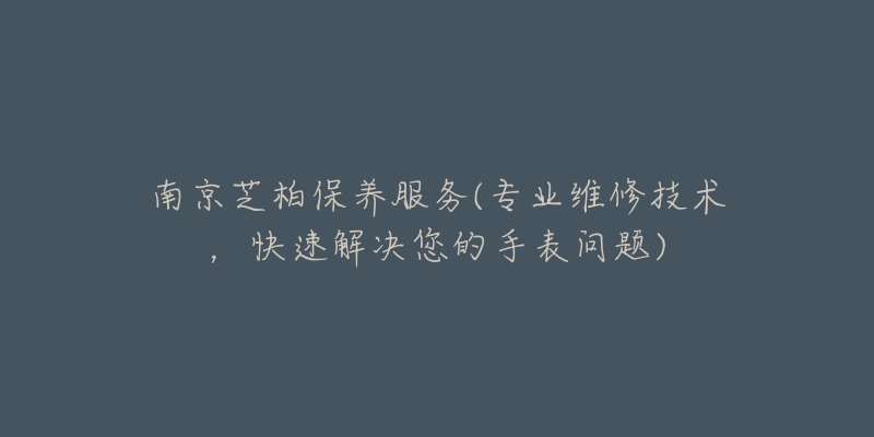 南京芝柏保養(yǎng)服務(wù)(專業(yè)維修技術(shù)，快速解決您的手表問題)