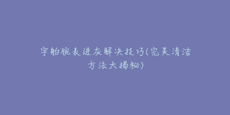 宇舶腕表進灰解決技巧(完美清潔方法大揭秘)