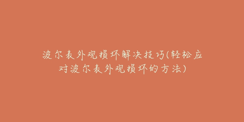 波爾表外觀損壞解決技巧(輕松應(yīng)對(duì)波爾表外觀損壞的方法)