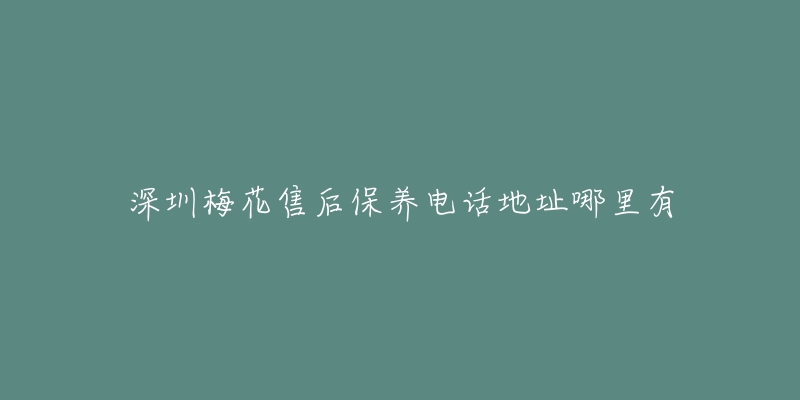 深圳梅花售后保養(yǎng)電話地址哪里有