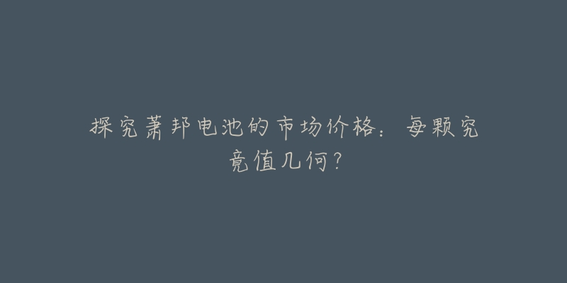 探究蕭邦電池的市場價格：每顆究竟值幾何？